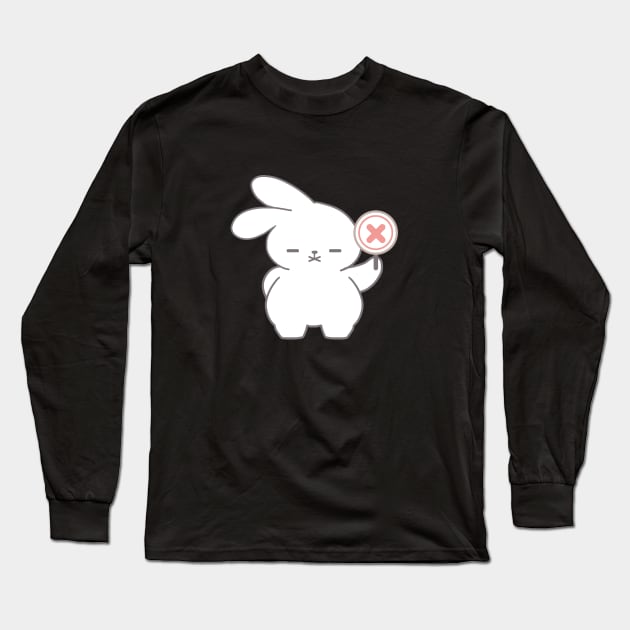 Cute Rabbit Say No Long Sleeve T-Shirt by LoppiTokki